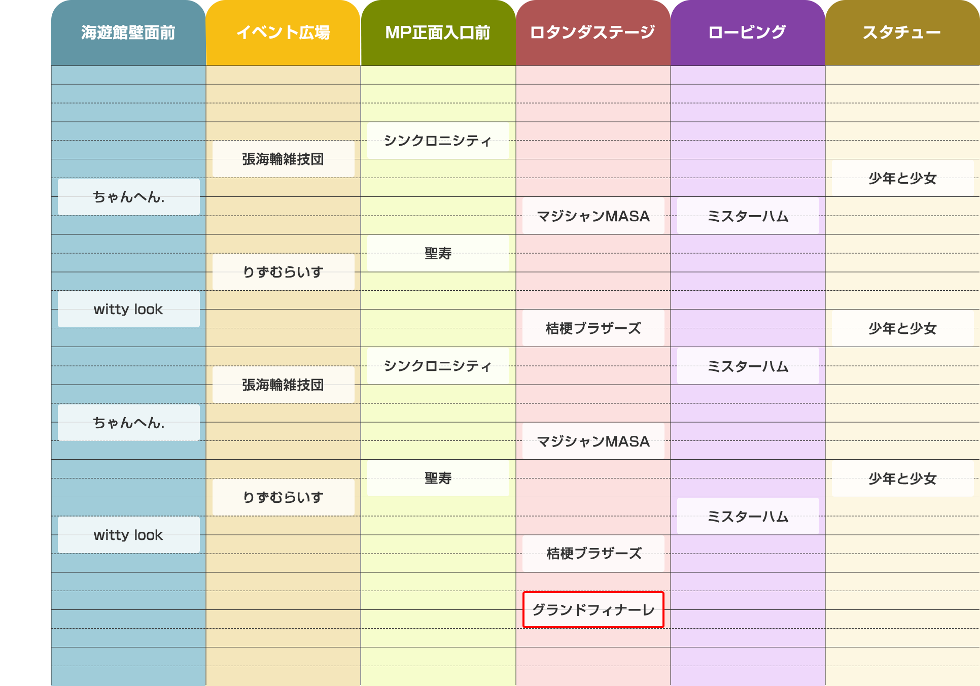 タイムテーブル 10/19(日)